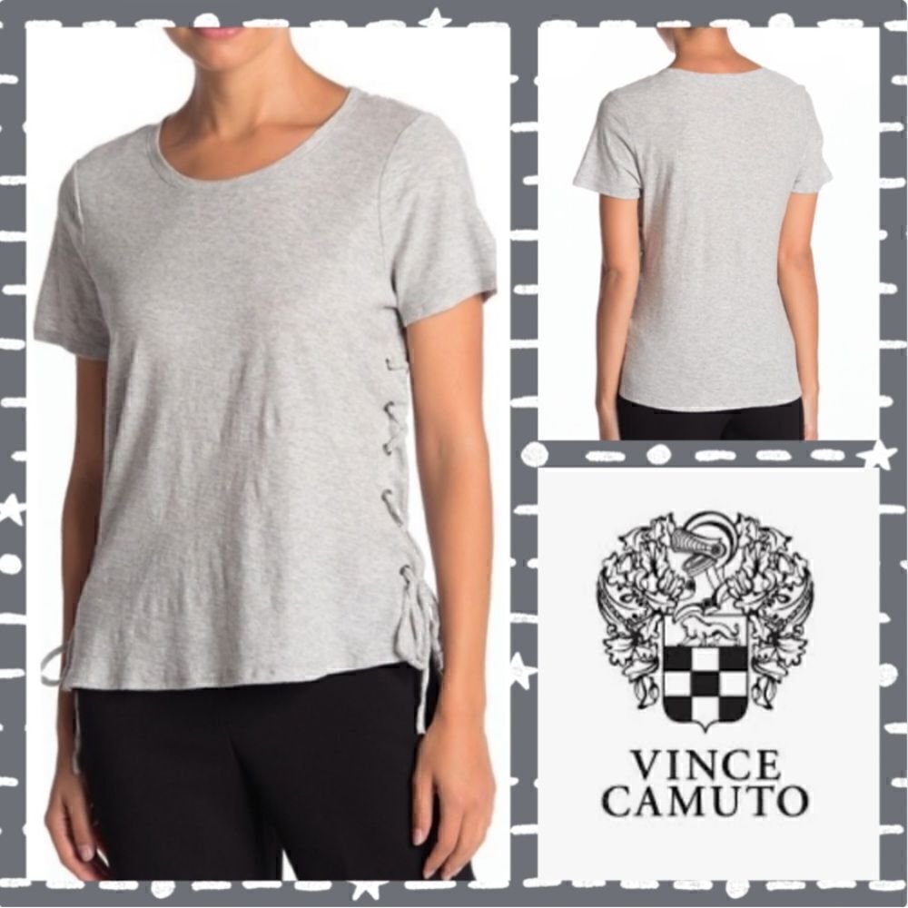 NWT MSRP $59 Vince Camuto Side Lace-Up Cotton Slub Top Women's Size Small